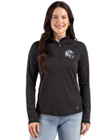 Indianapolis Colts NFL Helmet Cutter & Buck Prospect Recycled Featherlight Stretch Womens Quarter Zip Black Front