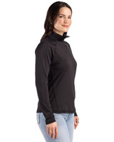 Cleveland Browns Historic Cutter & Buck Prospect Recycled Featherlight Stretch Womens Quarter Zip Black Side
