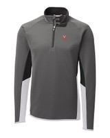 Virginia Cavaliers Cutter & Buck Traverse Colorblock Stretch Quarter Zip Mens Pullover Elemental Grey Mannequin