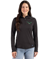 Philadelphia Eagles Historic -  Cutter & Buck Prospect Recycled Featherlight Stretch Womens Quarter Zip Black Front