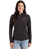 Arizona Cardinals Cutter & Buck Prospect Recycled Featherlight Stretch Womens Quarter Zip Black Front