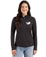 Arizona Cardinals Historic Cutter & Buck Prospect Recycled Featherlight Stretch Womens Quarter Zip Black Front