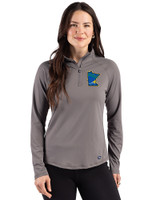 Minnesota Twins City Connect Cutter & Buck Prospect Recycled Featherlight Stretch Womens Quarter Zip Elemental Grey Front