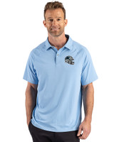 Carolina Panthers NFL Helmet Cutter & Buck Prospect Recycled Featherlight Stretch Mens Sport Polo Atlas Light Blue Front