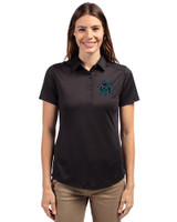 Miami Marlins City Connect- Cutter & Buck Prospect Recycled Featherlight Stretch Womens Polo Black Front