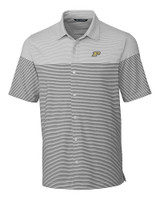 Purdue Boilermakers Cutter & Buck Pioneer Engineered Mens Stripe Button Front Polished Medium Gray Mannequin