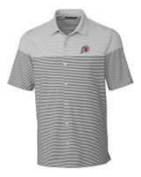 Utah Utes Cutter & Buck Pioneer Engineered Mens Stripe Button Front Polished Medium Gray Mannequin
