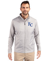 Kansas City Royals Cutter & Buck Stealth Recycled Hybrid Quilted Mens Windbreaker Jacket Polished Medium Gray Front