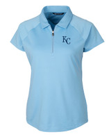 Kansas City Royals Cutter & Buck Forge Stretch Womens Short Sleeve Polo Atlas Light Blue Mannequin