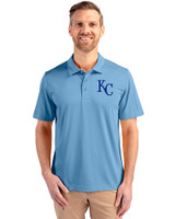 Kansas City Royals Cutter & Buck Prospect Epic Confidence Recycled Textured Stretch Mens Big & Tall Polo Atlas Light Blue Front