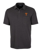 Tennessee Volunteers Cutter & Buck Advantage Tri-Blend Jersey Mens Pocket Polo Black Heather Mannequin