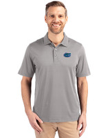 Florida Gators Cutter & Buck Forge Stretch Mens Polo Polished Medium Gray Front