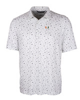 Miami Hurricanes Cutter & Buck Pike Polo Daub Print White Mannequin