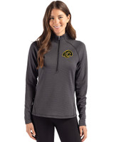 Los Angeles Rams Rivalries Cutter & Buck Peshastin Epic Versatility Recycled Fleece Womens Half Zip Black Heather Front