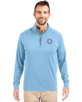 Tennessee Titans -  Cutter & Buck Adapt Recycled Soft Knit Stretch  Mens Quarter Zip Pullover Atlas Light Blue Front