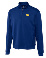 Pitt Panthers Cutter & Buck Men's CB DryTec Edge Half Zip Tour Blue Mannequin