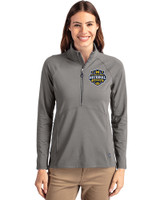 Michigan Wolverines 2026 NCAA Men's Basketball National Champions Cutter & Buck Adapt Recycled Soft Knit Stretch Womens Half Zip Pullover Elemental Grey Front