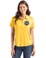 Michigan Wolverines 2026 NCAA Men's Basketball National Champions Cutter & Buck Coastline Recycled Double Peached Womens Polo College Gold Front