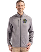 Michigan Wolverines 2026 NCAA Men's Basketball National Champions Cutter & Buck Peshastin Recycled GridFleece Mens Full Zip Jacket​ Elemental Grey Heather Front