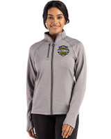 Michigan Wolverines 2026 NCAA Men's Basketball National Champions Cutter & Buck Peshastin Recycled GridFleece Womens Full Zip Jacket​ Elemental Grey Heather Front