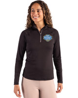 UCLA Bruins 2026 NCAA Women's Basketball National Champions Cutter & Buck Coastline Recycled Double Peached Womens Quarter Zip Pullover Black Front