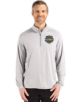 Michigan Wolverines 2026 NCAA Men's Basketball National Champions Cutter & Buck Coastline Recycled Double Peached Mens Quarter Zip Pullover CONCRETE Front