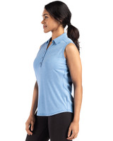 Los Angeles Chargers NFL Helmet Cutter & Buck Forge Recycled Four-Way Stretch Womens Sleeveless Polo Dark Atlas Heather Side