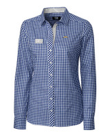 Los Angeles Chargers Cutter & Buck Womens Long Sleeve League Gingham Shirt Tour Blue Mannequin