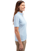 Los Angeles Chargers NFL Helmet Cutter & Buck Virtue Recycled Stripe Featherlight Pique Womens Half Zip Atlas Light Blue Side
