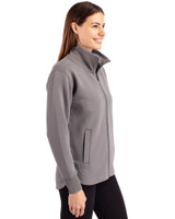 Los Angeles Chargers Cutter & Buck Roam Recycled Buttery-Soft Knit Womens Full Zip Jacket Elemental Grey Side