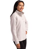 Los Angeles Chargers NFL Helmet Cutter & Buck Hunts Point Recycled Fleece Womens Hybrid Snap Placket Pullover Polished Medium Gray Side