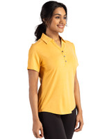 Los Angeles Chargers Cutter & Buck Forge Recycled Four-Way Stretch Womens Polo College Gold Heather Side