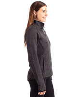 Los Angeles Chargers Cutter & Buck Mainsail Sweater-Knit Womens Full Zip Jacket Charcoal Heather Side