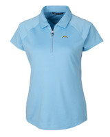 Los Angeles Chargers Cutter & Buck Forge Stretch Womens Short Sleeve Polo Atlas Light Blue Mannequin