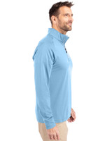Los Angeles Chargers Cutter & Buck Adapt Recycled Soft Knit Stretch  Mens Quarter Zip Pullover Atlas Light Blue Side