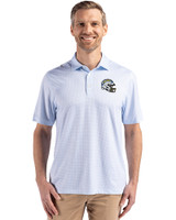 Los Angeles Chargers NFL Helmet Cutter & Buck Pike Recycled Diamond Dot Print Mens Polo Atlas Light Blue Front