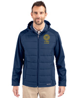 UC Davis Alumni Cutter & Buck Evoke Recycled HoneycombFleece Mens Big & Tall Hybrid Full Zip Jacket Navy Blue Front