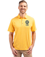 UC Davis Alumni Cutter & Buck Forge Recycled Four-Way Stretch Mens Polo College Gold Heather Front