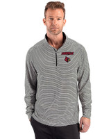 Louisville Cardinals Cutter & Buck Forge Recycled Double Stripe Four-Way Stretch Mens Quarter Zip Pullover Black/White Front