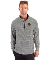 East Carolina Pirates Cutter & Buck Forge Recycled Double Stripe Four-Way Stretch Mens Quarter Zip Pullover Black/White Front