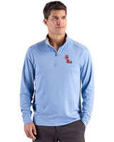 Ole Miss Rebels Cutter & Buck Forge Recycled Four-Way Stretch Mens Quarter Zip Pullover Dark Atlas Heather Front