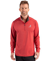 Alabama Crimson Tide Cutter & Buck Forge Recycled Four-Way Stretch Mens Quarter Zip Pullover Cardinal Red Heather Front