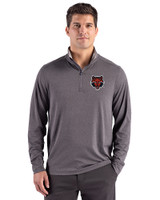 Arkansas State Red Wolves Cutter & Buck Forge Recycled Four-Way Stretch Mens Quarter Zip Pullover Dark Black Heather Front