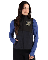 Army Black Knights Cutter & Buck Hunts Point Recycled Fleece Womens Hybrid Full Zip Vest Black Front