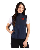 Dayton Flyers Cutter & Buck Hunts Point Recycled Fleece Womens Hybrid Full Zip Vest Navy Blue Front