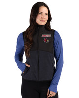 Louisville Cardinals Cutter & Buck Hunts Point Recycled Fleece Womens Hybrid Full Zip Vest Black Front
