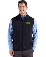 NDSU Bison Cutter & Buck Hunts Point Recycled Fleece Mens Hybrid Full Zip Vest Black Front