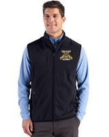 North Carolina A&T Aggies Cutter & Buck Hunts Point Recycled Fleece Mens Hybrid Full Zip Vest Black Front
