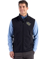 UCF Knights Cutter & Buck Hunts Point Recycled Fleece Mens Hybrid Full Zip Vest Black Front