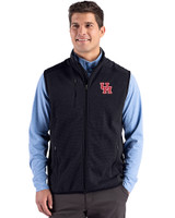Houston Cougars Cutter & Buck Hunts Point Recycled Fleece Mens Hybrid Full Zip Vest Black Front